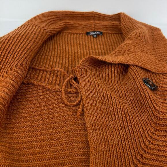 Elisabetta M Mohair/Wool Asymmetric Cardigan Sweater Made In Italy Burnt Siena - Picture 9 of 12